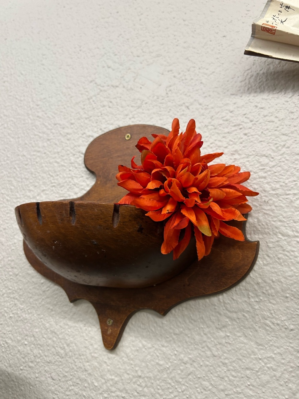 Vintage wooden mid century wall caddy wall pocket planter decor design